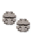 Small T-Logo Stud Earrings, Gunmetal