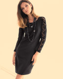 Lace-Sleeve Sheath Dress