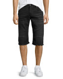 Rocco Active Slim-Fit Moto Shorts, Black