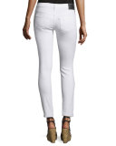 Halle Mid-Rise Super Skinny Ankle Jeans, True Destroyed White