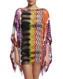 Zigzag-Print Crocheted Caftan Coverup