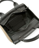 Small Tricolor Flap Tote Bag, Dark Gray/Gold