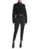 Cropped Tailored Relaxed Pants, Black