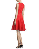 Sleeveless Banded Mesh Cocktail Dress, Escape Red