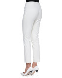 Stretch Wool Ankle Pants, Ivory 