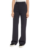 Wide-Leg Wool/Cotton Trousers, Heather Coastal