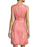 Betsy Full-Skirt Sheath Dress, Pink/Orange
