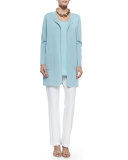 Silk Cotton Interlock Long Jacket, Capri