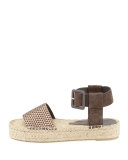 Edina Pyramid-Embossed Espadrille Sandal, Bronze/Taupe