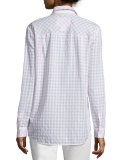Brody Button-Front Check-Print Blouse, Day Lily/Multi