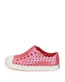 Jefferson Waterproof Iridescent Low-Top Shoe, Red/White, Toddler