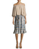 Mixed-Print Pleated Skirt, Hmong