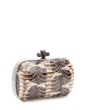 Snakeskin Knot Minaudiere, Tan Multi