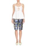 Floral Jacquard Bermuda Shorts, Blue