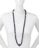 Long Faceted Black Line Agate Necklace, 40"
