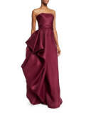 Gazaar Strapless Draped Gown, Merlot