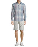 Linen-Blend Chino Shorts, White Sand