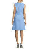 Sleeveless Button-Front A-Line Dress, Powder Blue