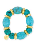 Carved Turquoise Bead Bracelet