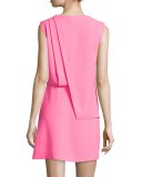 Sleeveless Draped Mini Dress, Shocking Pink