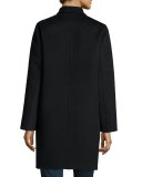 Sidney Chalk-Stripe Single-Breasted Coat, Black/White