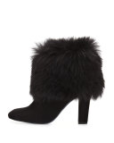 Lexie Shearling-Cuff Bootie, Black