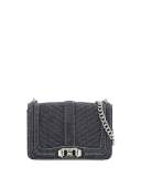 Love Quilted Denim Crossbody Bag, Blue