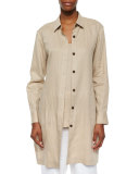 Long-Sleeve Linen Duster, Sesame, Plus Size