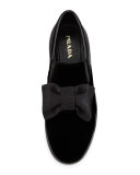 Bow Velvet Skate Sneaker, Black