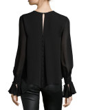 Monarch Long-Sleeve Silk Top