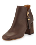 Jamie Side-Zip Ankle Boot, Dark Brown