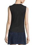 Beech Two-Tone Jersey Top, Blanc