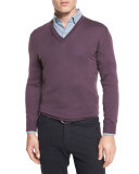 High-Performance Merino Wool V-Neck Sweater, Lavender