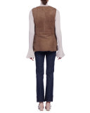 Two-Tone Shearling Fur Vest, Wine