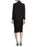 Eve Ruffled-Sleeve Lace Dress, Black