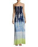 Lively Smocked Strapless Maxi Dress, Cobalt Earthquake Wash