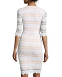 Sierra Lace 3/4-Sleeve Dress, Dove