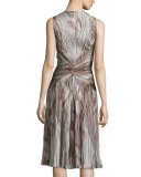 Larisa Sleeveless Plisse Dress, Lilac/Multi