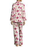 Floral-Print Sateen Pajama Set, Ashes of Roses
