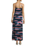 Sleeveless Printed Maxi Dress, Navy