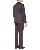Milbank Check Two-Piece Wool Suit, Burgundy