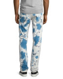 Demon Bleached Slim Denim Jeans, Dark Indigo