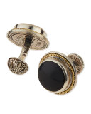 Round Onyx & Gold Cuff Links