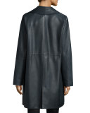 Belted Leather Trenchcoat, Midnight Black