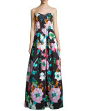 Floral Sweetheart Ball Gown, Black