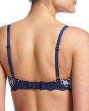 Italia Balconette Underwire Bra, Navy Blue/White