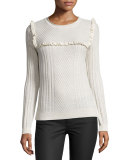Flor Ruffle-Trim Cable-Knit Sweater