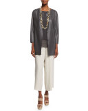 Fisher Project Draped Lightweight Leather Jacket, Bark