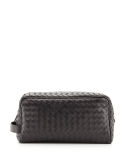 Woven Leather Dopp Kit, Black