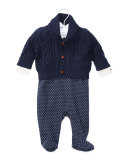Footed Overalls, Cardigan & Playsuit, Navy/White, Size 3-9 Months
